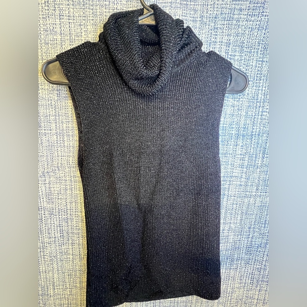 Ellen Tracy Black Sleeveless Cowl Neck Sweater